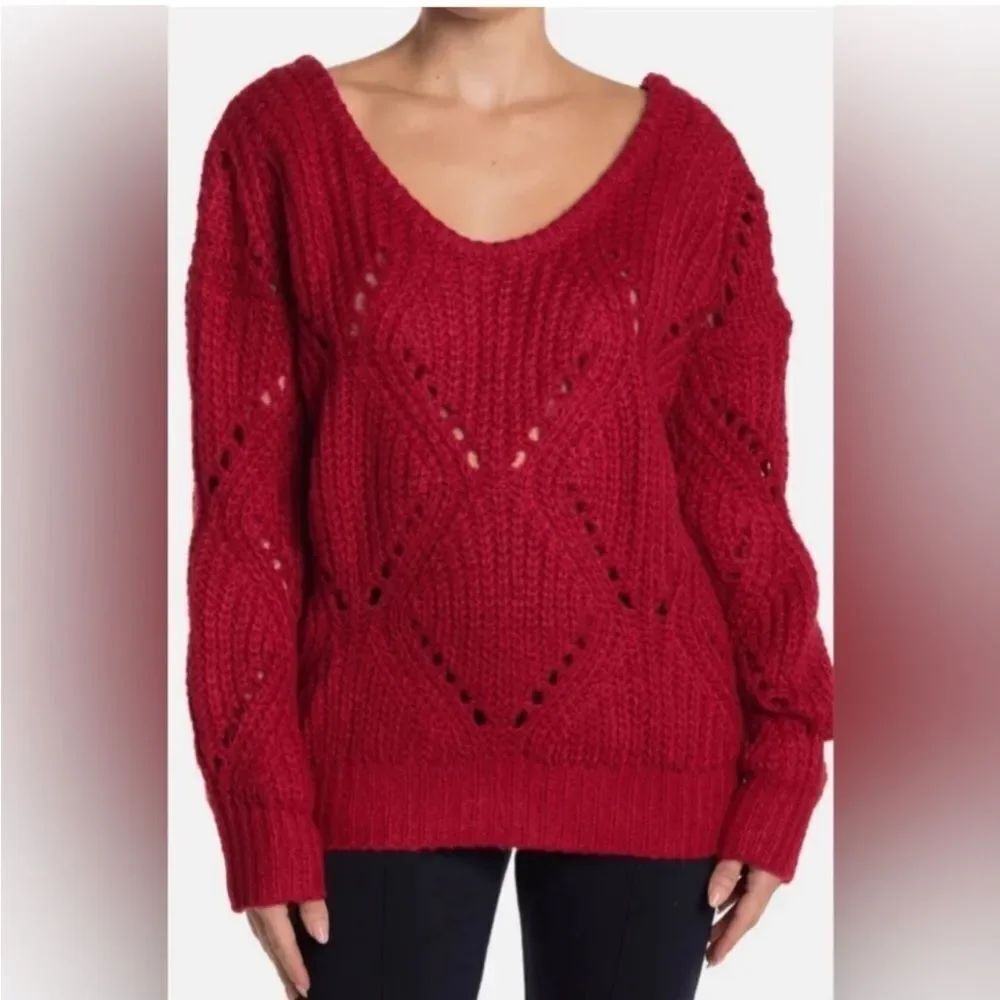 FRNCH Paris Red Cable Net Sweater